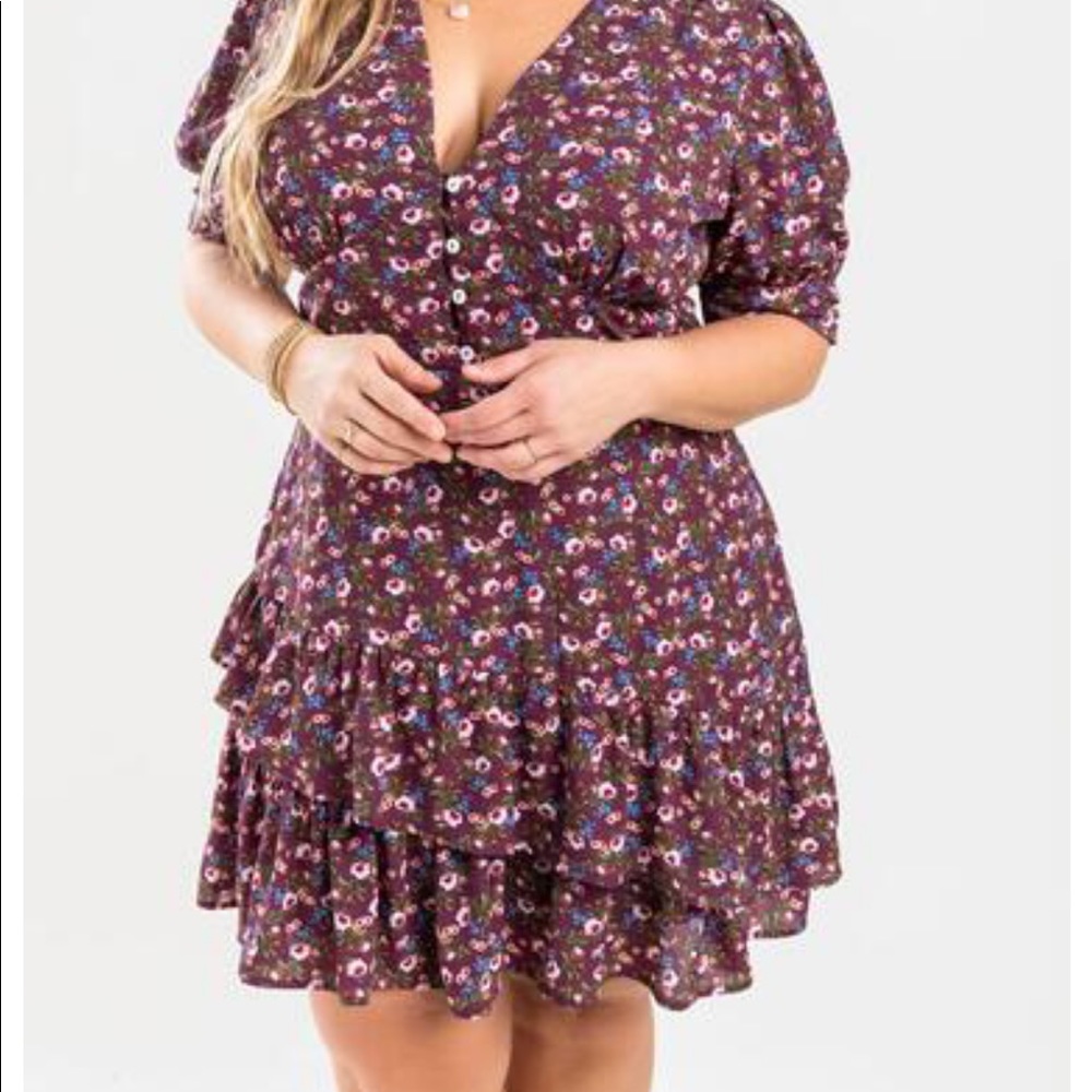 Francescas Mollie Floral Button Front Mini Dress